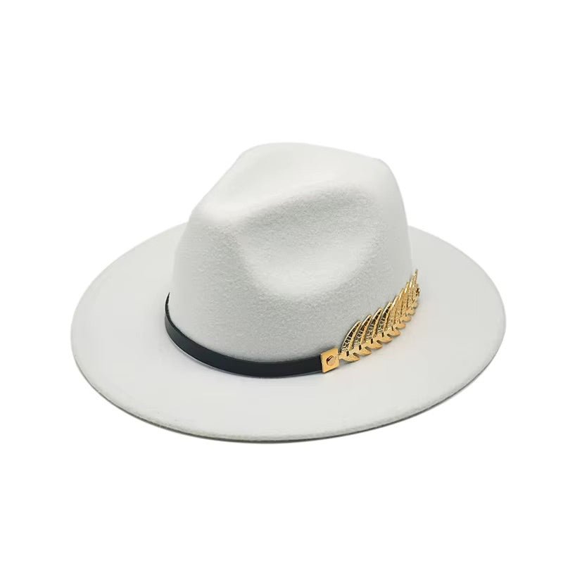 Années 80 Chapeau Vintage Fedora Plume Dorée - Ma Penderie Vintage