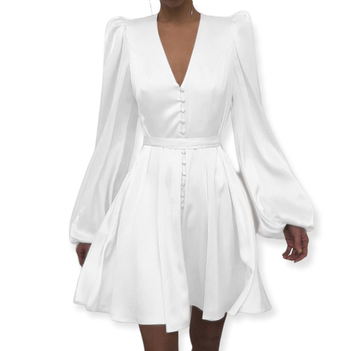 Années 70 Robe Courte Satin À Boutons - Ma Penderie Vintage