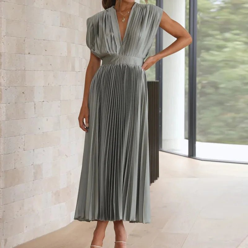 Années 70 Maxi Robe Été Plissé En Satin - Ma Penderie Vintage