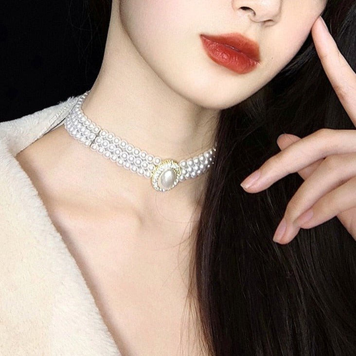 Années 80 Collier de Perles Ras De Cou Diana - Ma Penderie Vintage