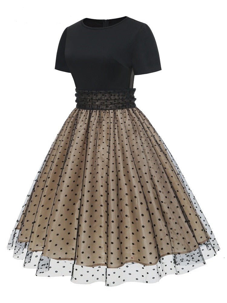 Années 50 Robe Évasée Pin Up Tulle À Pois - Ma Penderie Vintage