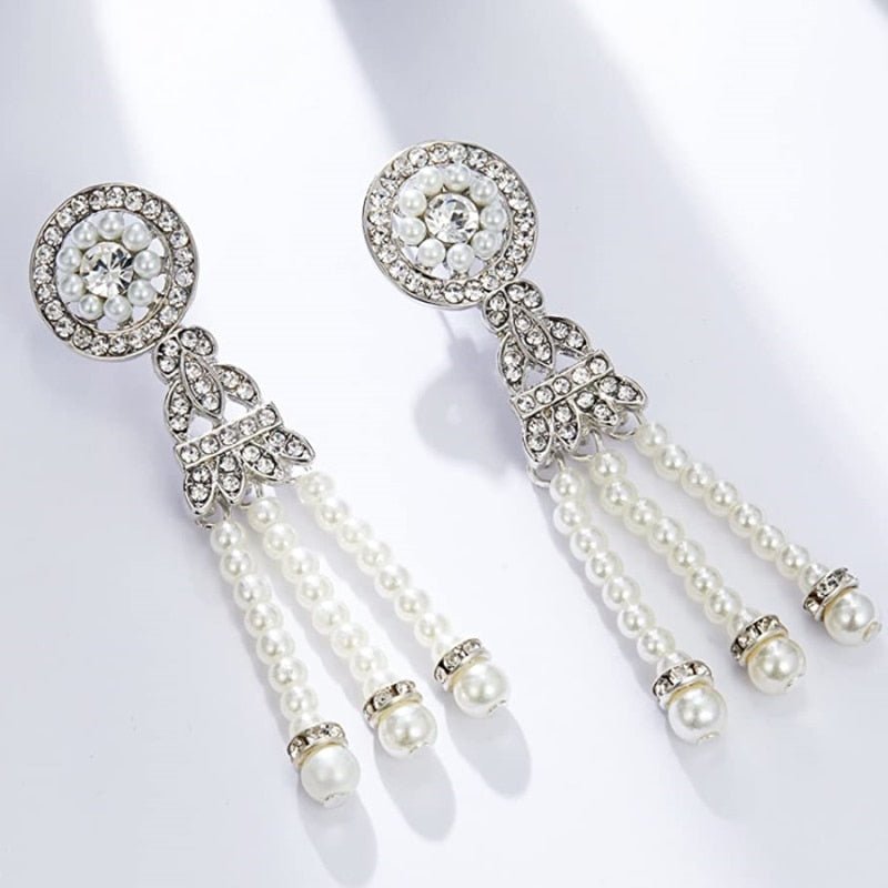 Années 20 Boucles d'Oreilles Strass Art Nouveau - Ma Penderie Vintage