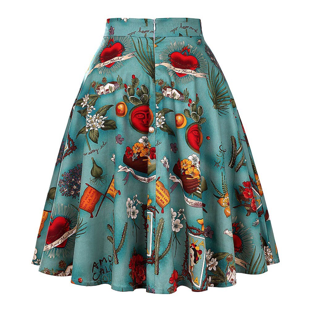 Années 50 Jupe Cercle Imprimée Frida - Ma Penderie Vintage