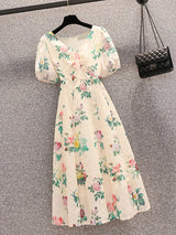 Années 50 Robe Vintage Midi Jacquard Floral - Ma Penderie Vintage