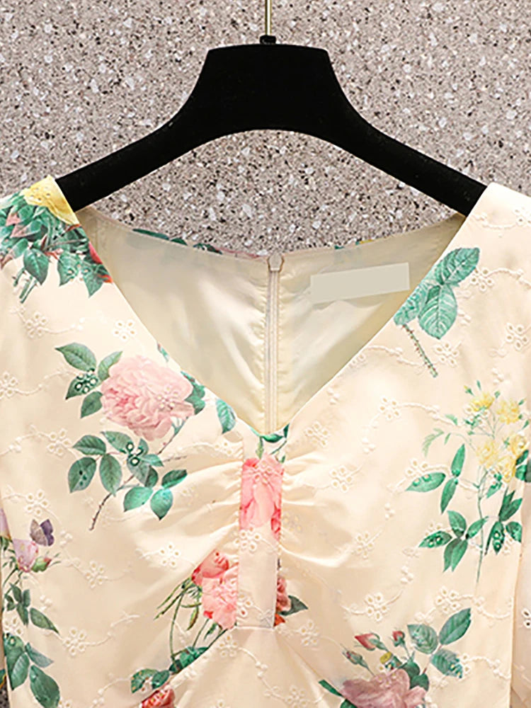 Années 50 Robe Vintage Midi Jacquard Floral - Ma Penderie Vintage