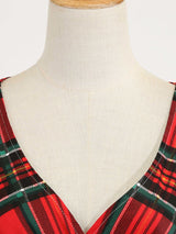 <tc>1950's</tc> Retro Rock a billy Tartan Flared Dress