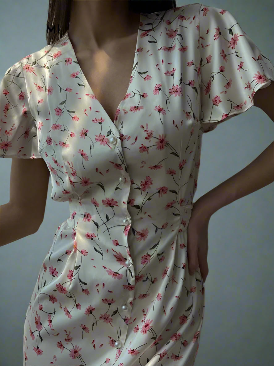 Années 40 Robe d'Été Midi Imprimé Floral