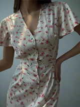Années 40 Robe d'Été Midi Imprimé Floral