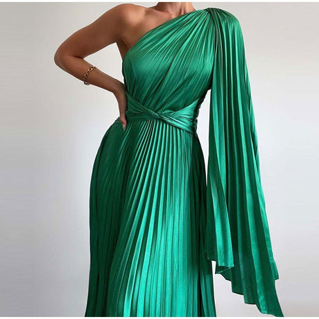 Années 80 Robe Plissée Asymétrique Glamour - Ma Penderie Vintage