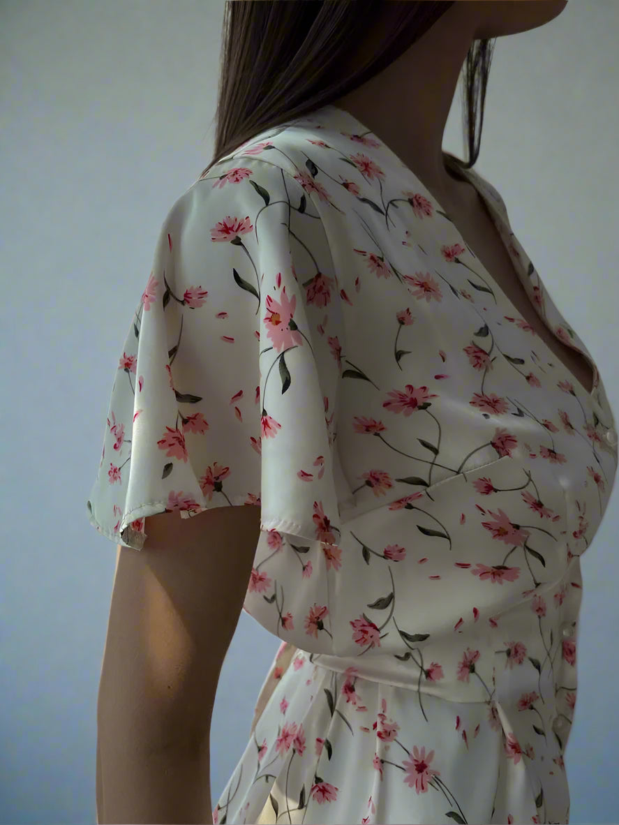 Années 40 Robe d'Été Midi Imprimé Floral