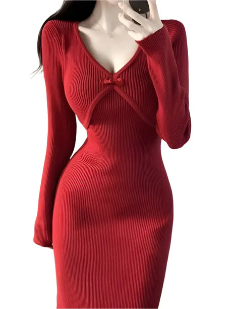 Années 60 Robe Maille Côtelé Manches Longues Ma Penderie Vintage