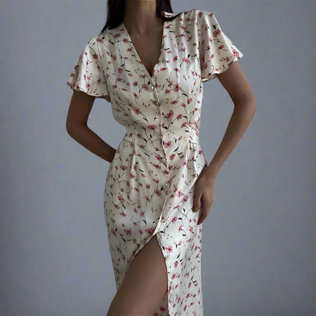 Années 40 Robe d'Été Midi Imprimé Floral