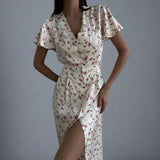 Années 40 Robe d'Été Midi Imprimé Floral
