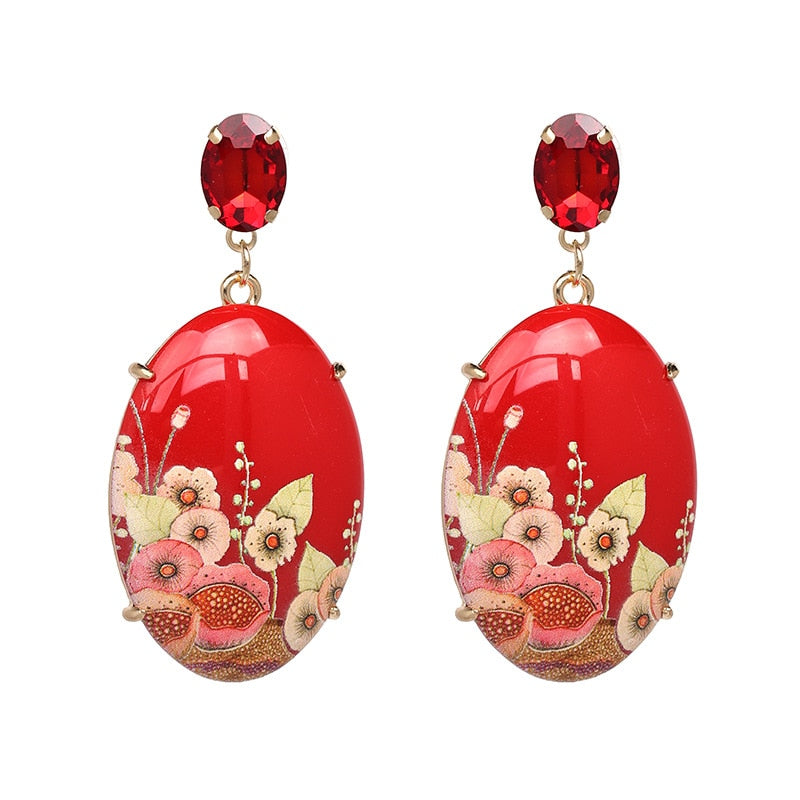 Années 40 Boucles d'oreilles Fleur Orientale