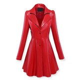 Années 50 Manteau Évasé Pin Up Cuir Synthétique