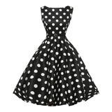 <tc>1950's</tc> Pin Up Bettie Page Polka Dot Print Flared Dress