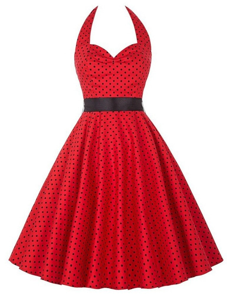 Années 50 Robe Dos Nu Pin Up Imprimée pois