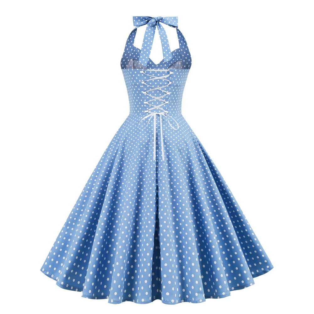 <tc>1950's</tc> Polka Dot Print Pin Up Trapeze Dress