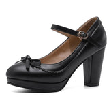 <tc>1950's</tc> Monochrome Plain Retro Heeled Shoes