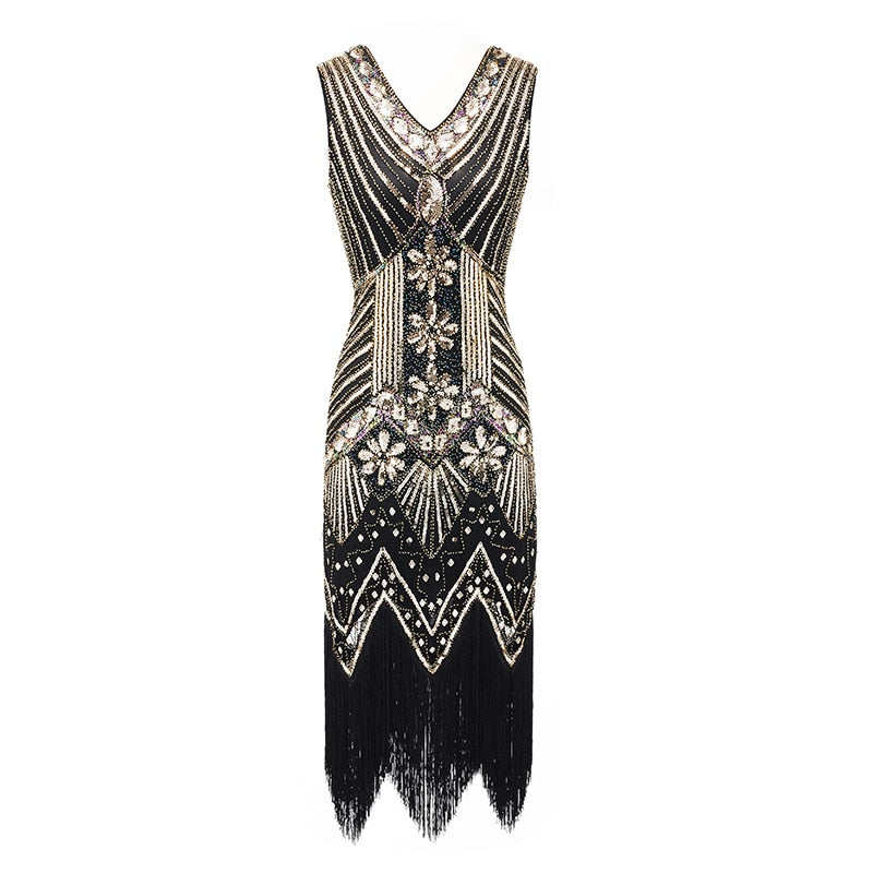 <tc>Años 20</tc> Vestido de noche retro con lentejuelas El gran Gatsby