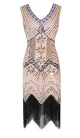 <tc>Años 20</tc> Vestido de noche retro con lentejuelas El gran Gatsby