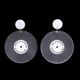 Années 60 Boucles d'Oreilles Rockabilly Disque Vinyle Blanc - Ma Penderie Vintage