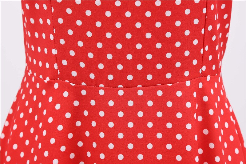 Années 50 Robe Col Carré À Pois Lucille Rouge - Ma Penderie Vintage