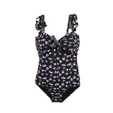 Années 40 Maillot de Bain Une Pièce Floral Liberty Noir - Ma Penderie Vintage