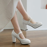 <tc>1950's</tc> Monochrome Plain Retro Heeled Shoes