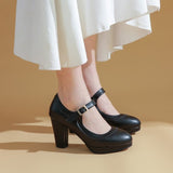 <tc>1950's</tc> Monochrome Plain Retro Heeled Shoes