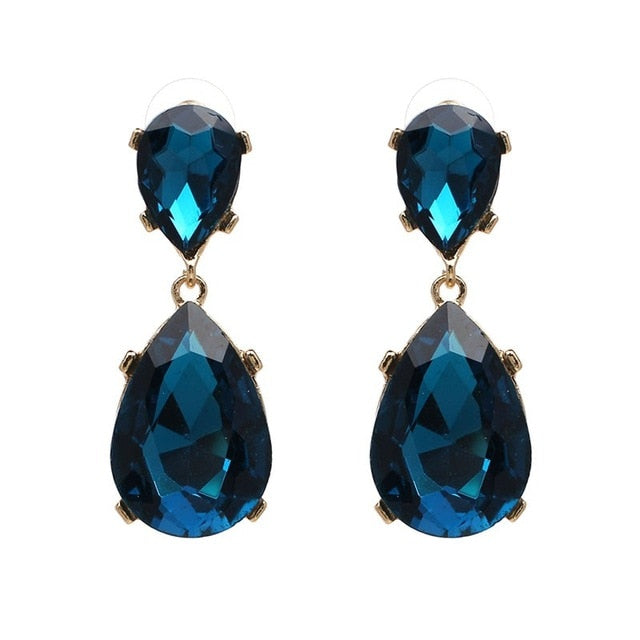 Années 50 Boucles d'Oreilles Rétro Strass Monaco Bleu - Ma Penderie Vintage