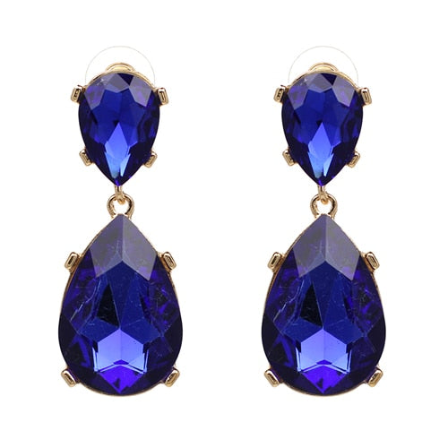 Années 50 Boucles d'Oreilles Rétro Strass Monaco Bleu - Ma Penderie Vintage